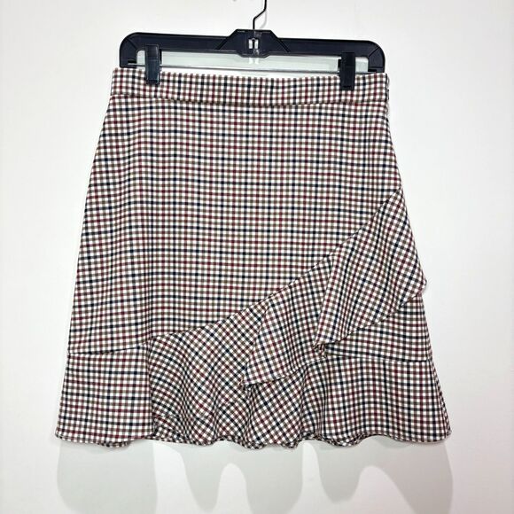 Brooks Brothers Dresses & Skirts - Brooks Brothers Plaid Wool Skirt Women 8 Brown Ruffles Preppy Academia Heritage